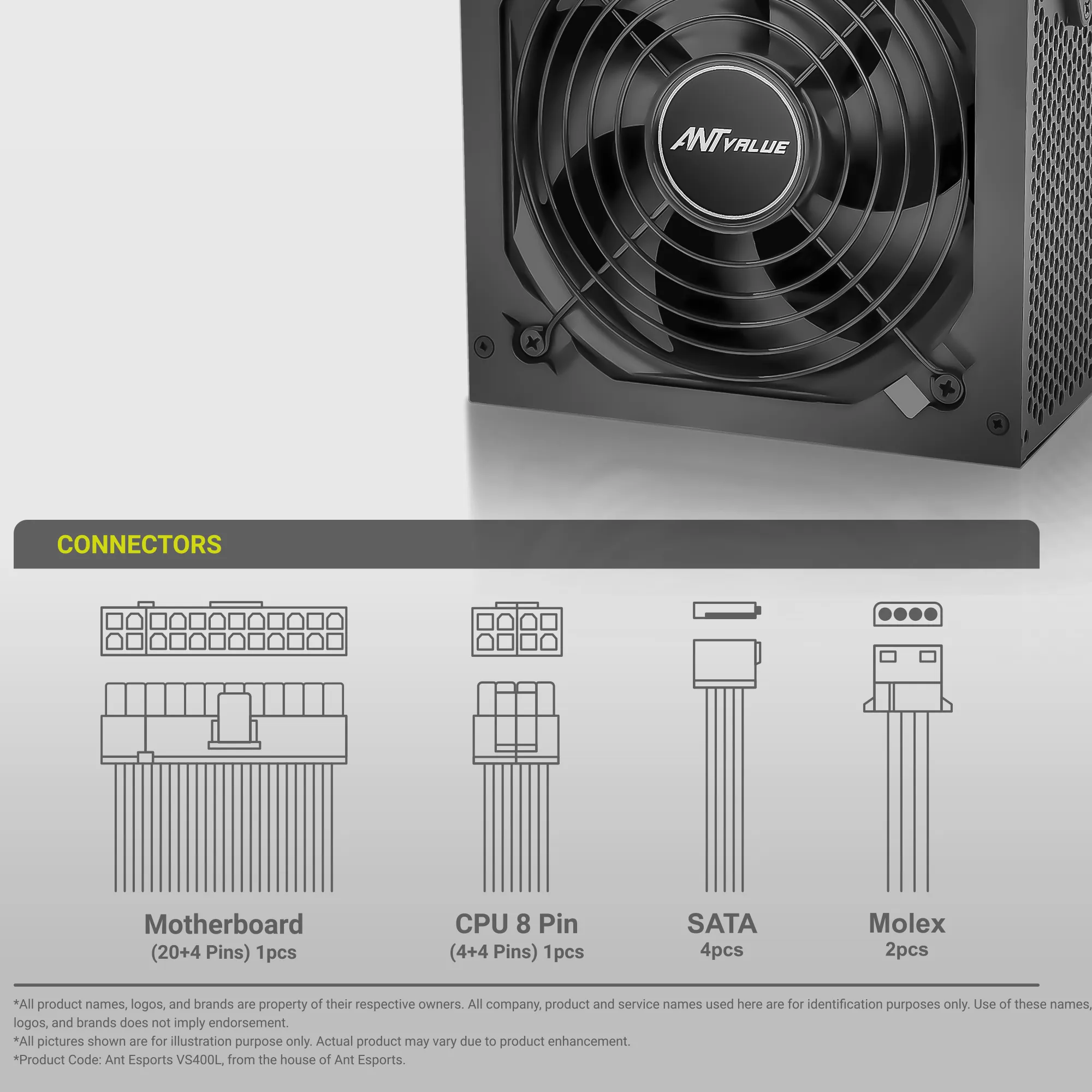Ant Value Desktop Power Supply 400w ECO400 view 4